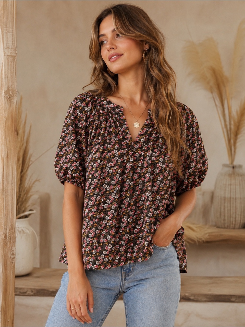 Loft Boho Meadow Blouse Top